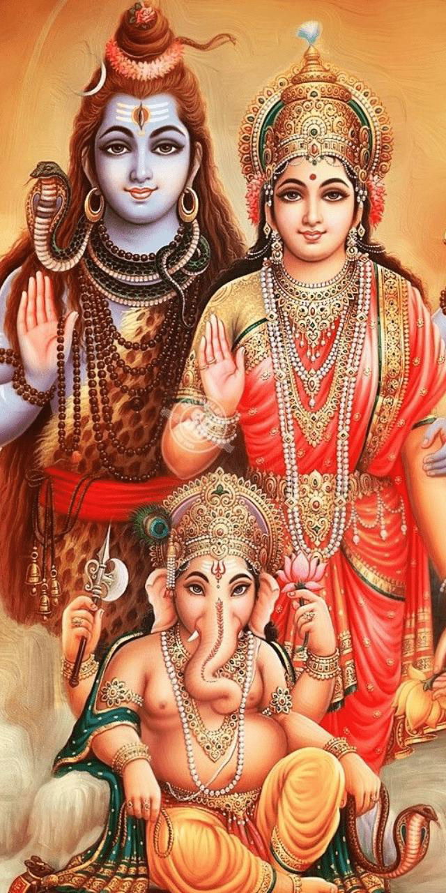 Shiva Parvati and Ganesha family portrait