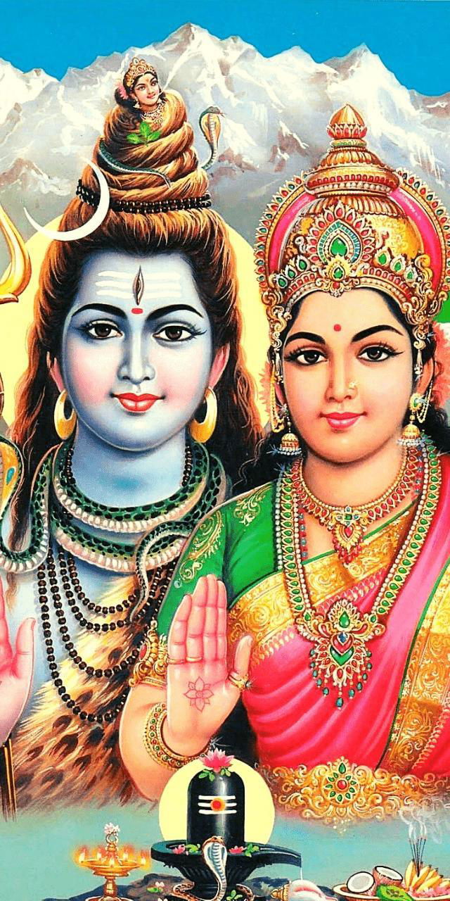 Shiva and Parvati divine couple portrait