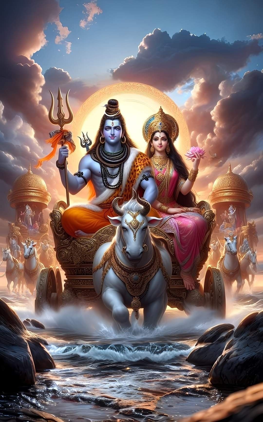 Shiva and Parvati on Nandi bull.