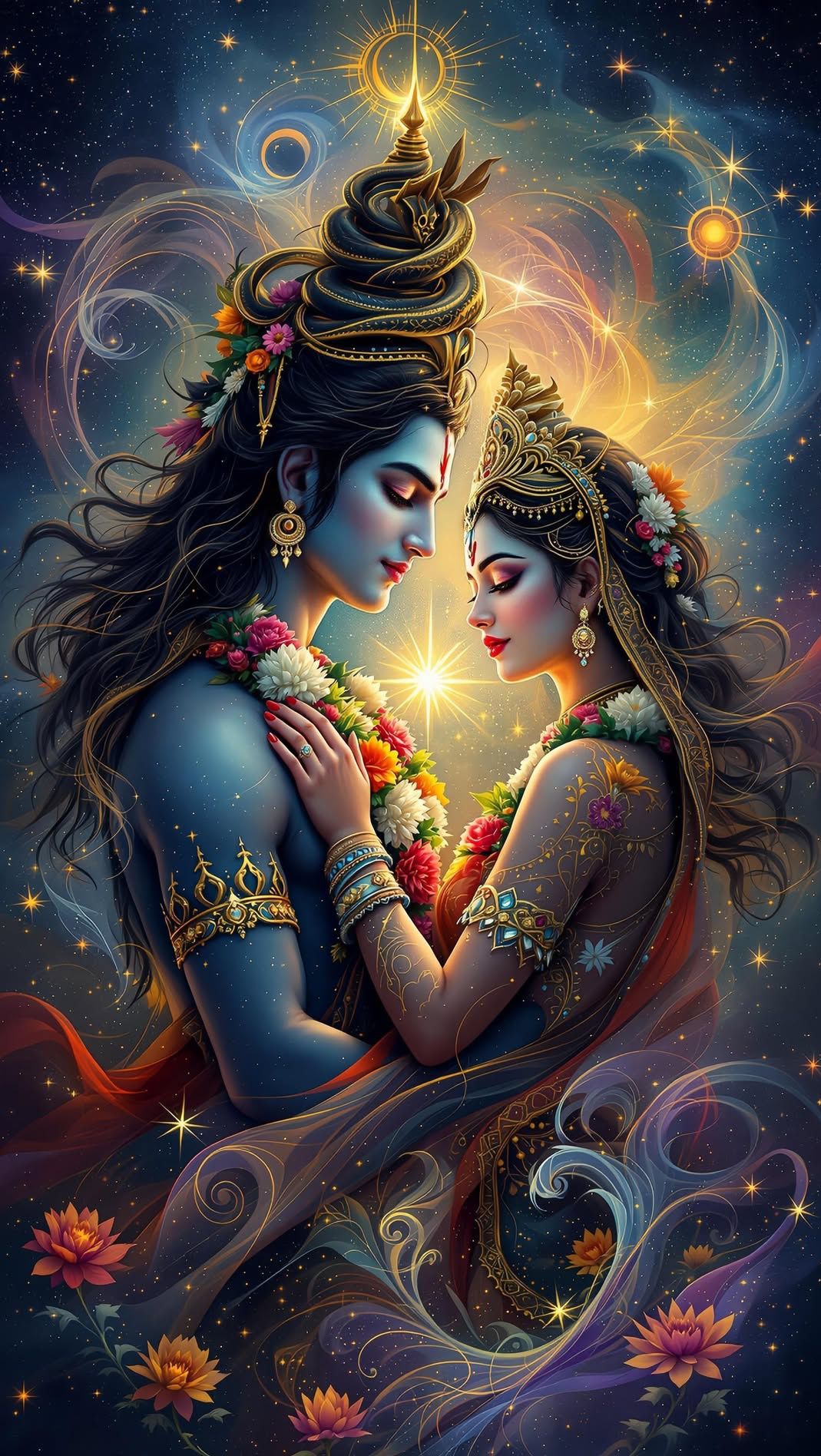 Shiva and Parvati in cosmic embrace