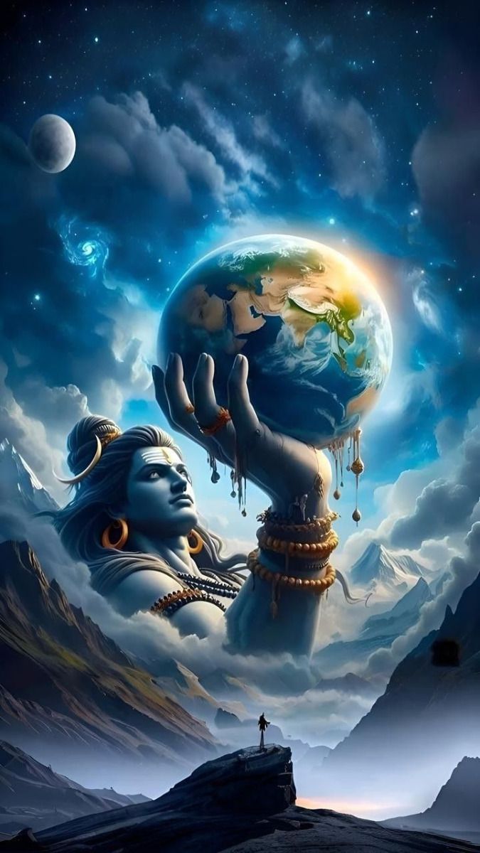 Shiva holding the Earth in his hand.