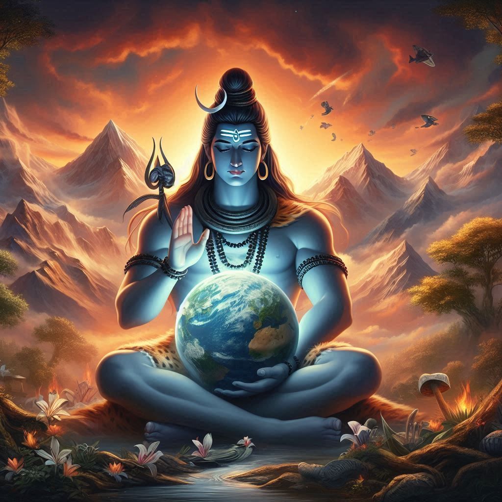 Shiva holding the world in meditation.