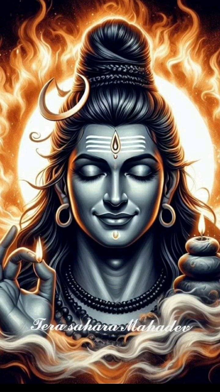 Serene Shiva face with third eye.