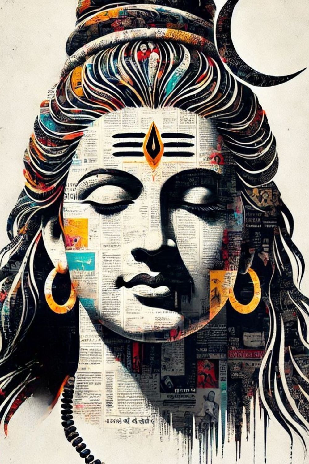 Abstract Shiva portrait with vibrant colors