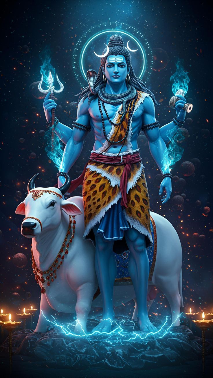 Lord Shiva with Nandi bull, divine art