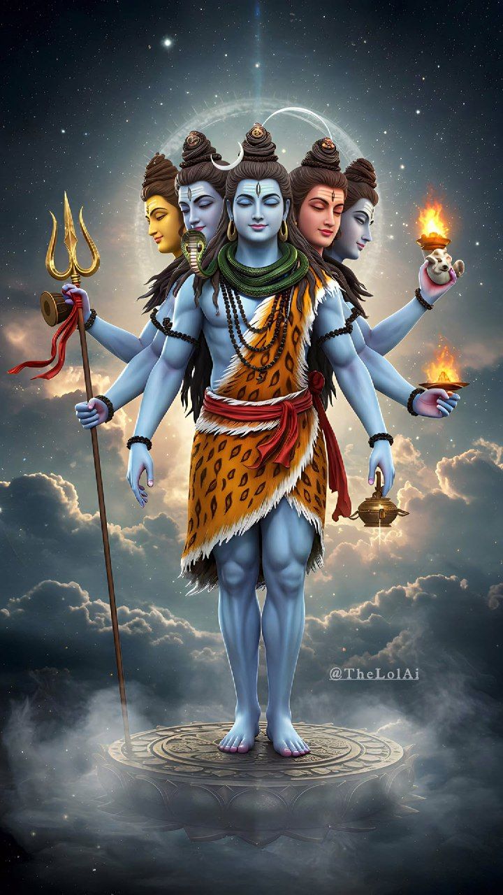 Powerful Shiva with Trishul and Damru