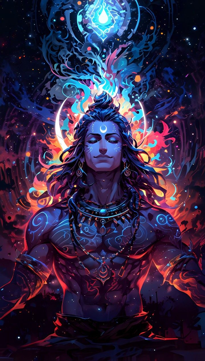 Shiva amidst cosmic galaxy wallpaper