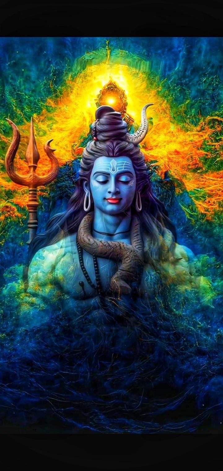 Serene Shiva with Trishul and serpent.