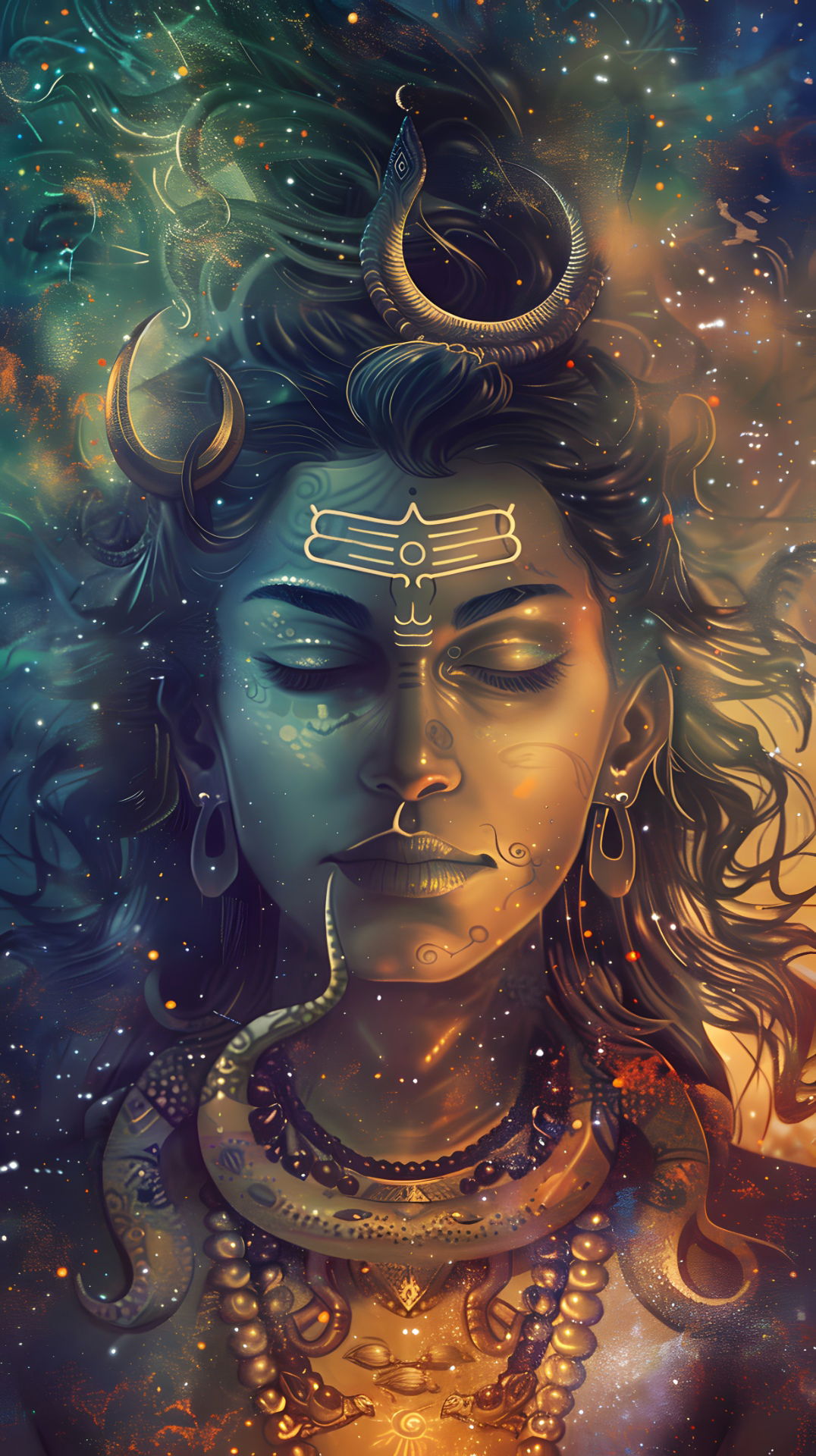 Lord Shiva cosmic face meditative art