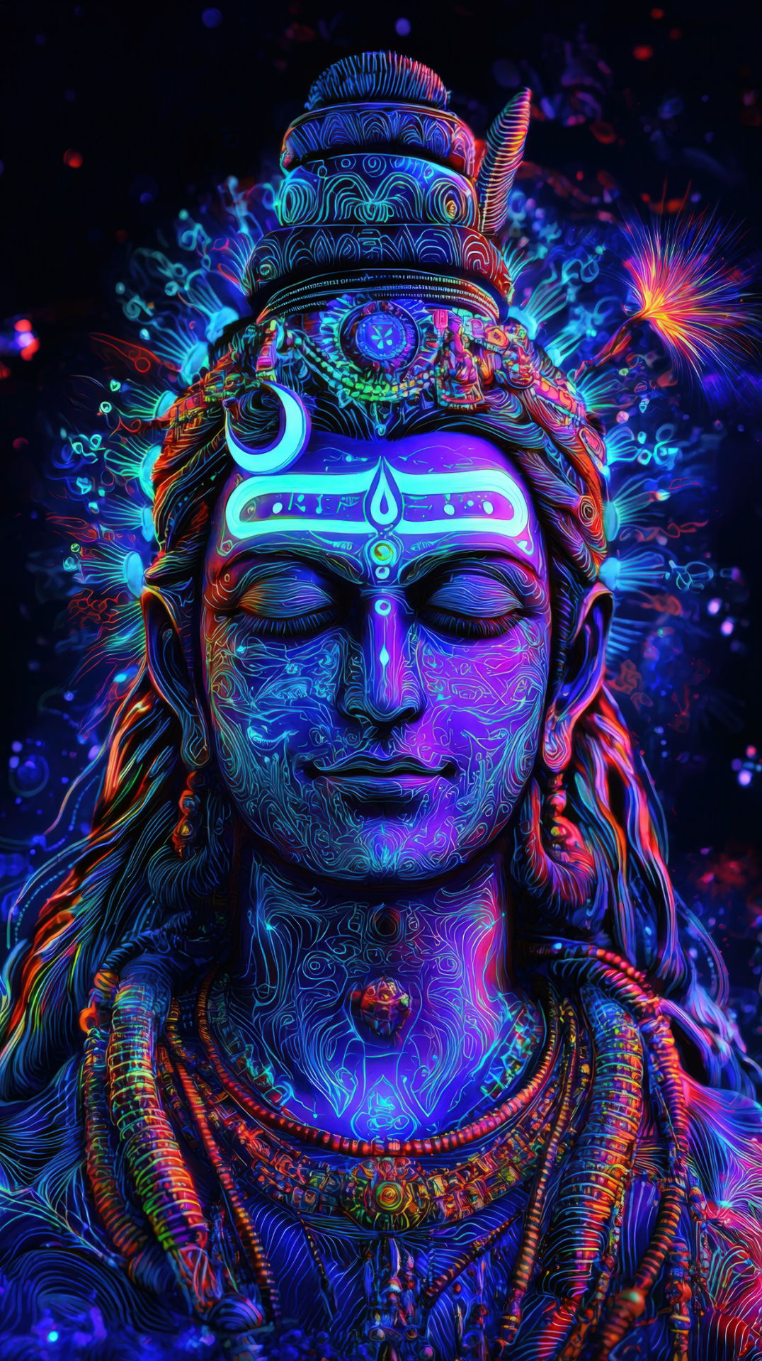 Psychedelic Lord Shiva portrait cosmic art