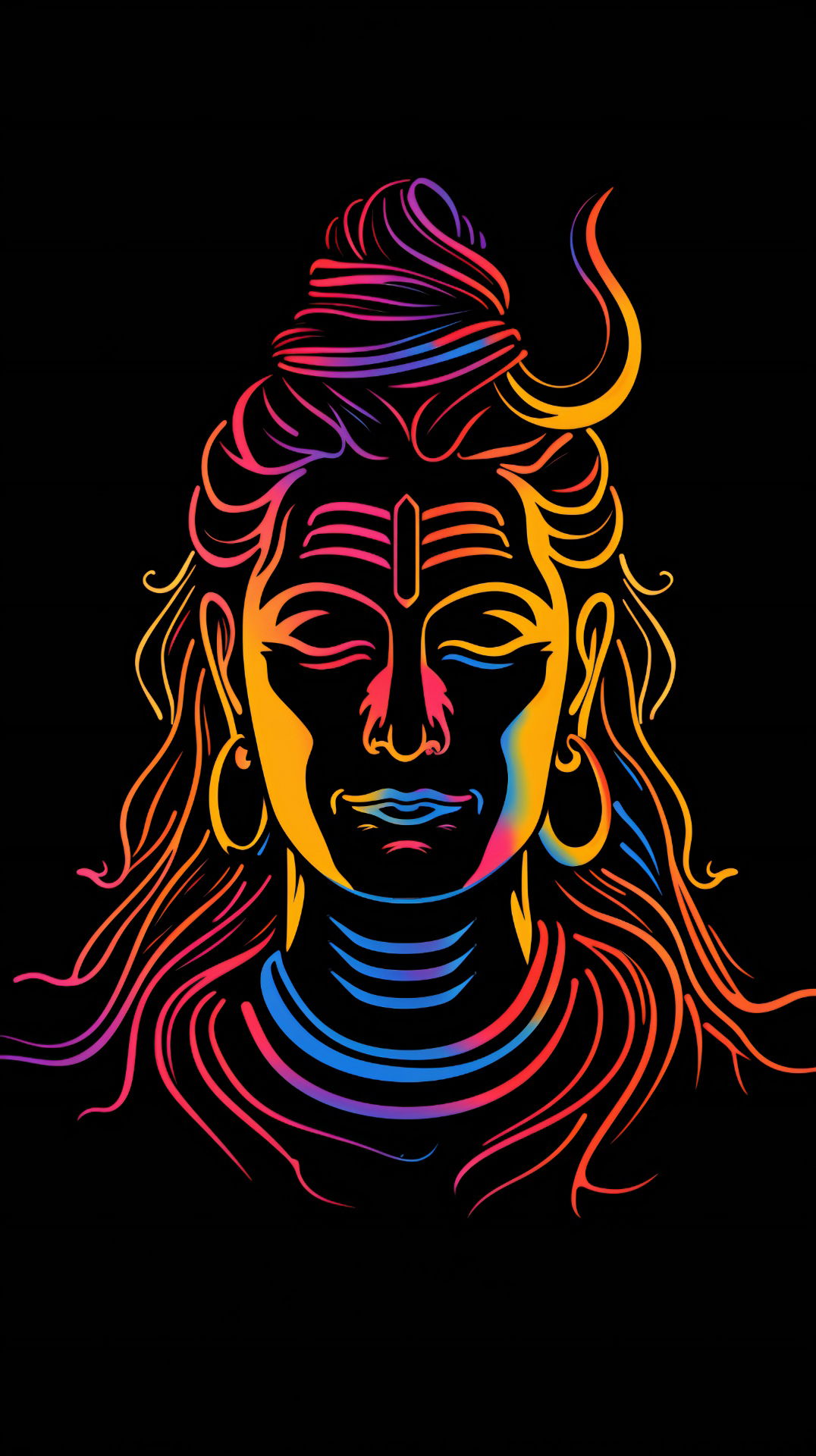 Colorful abstract Shiva face portrait