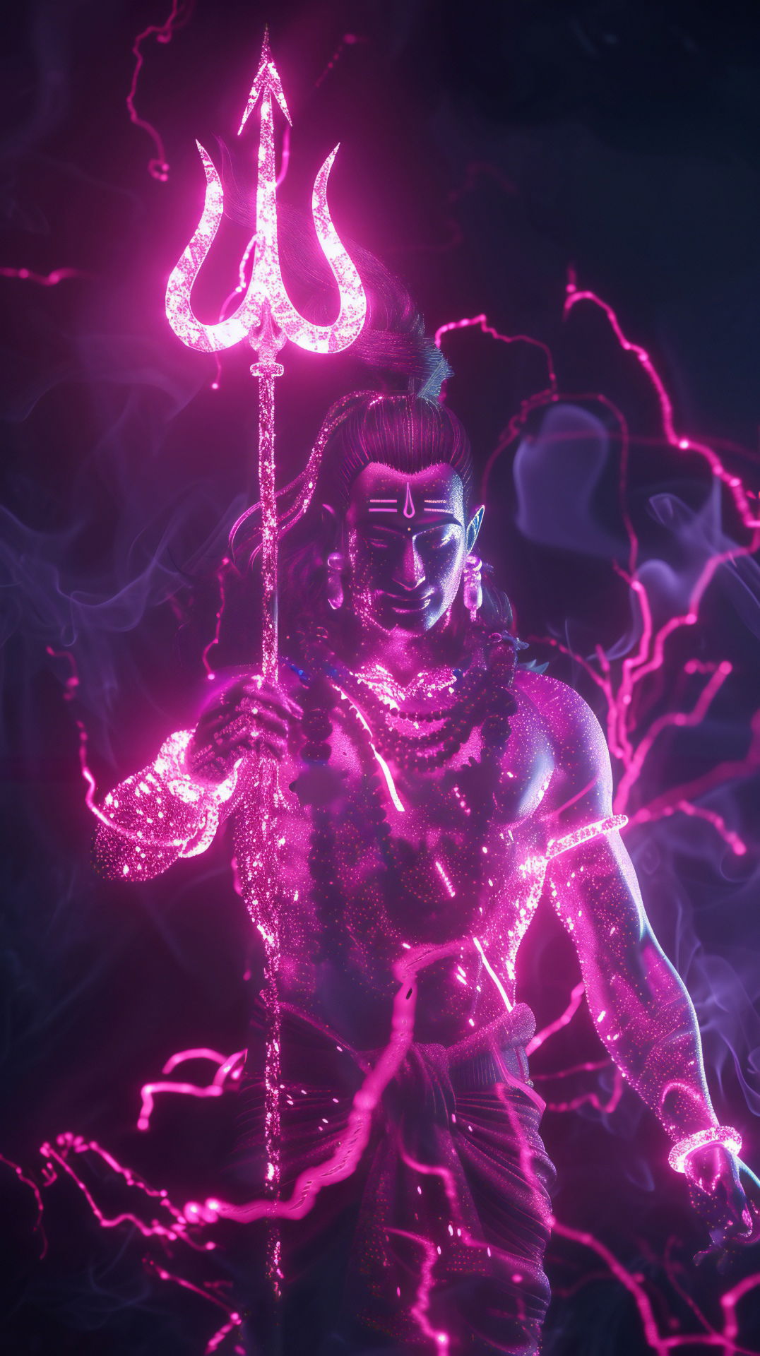 Powerful Shiva with Trishul radiating energy