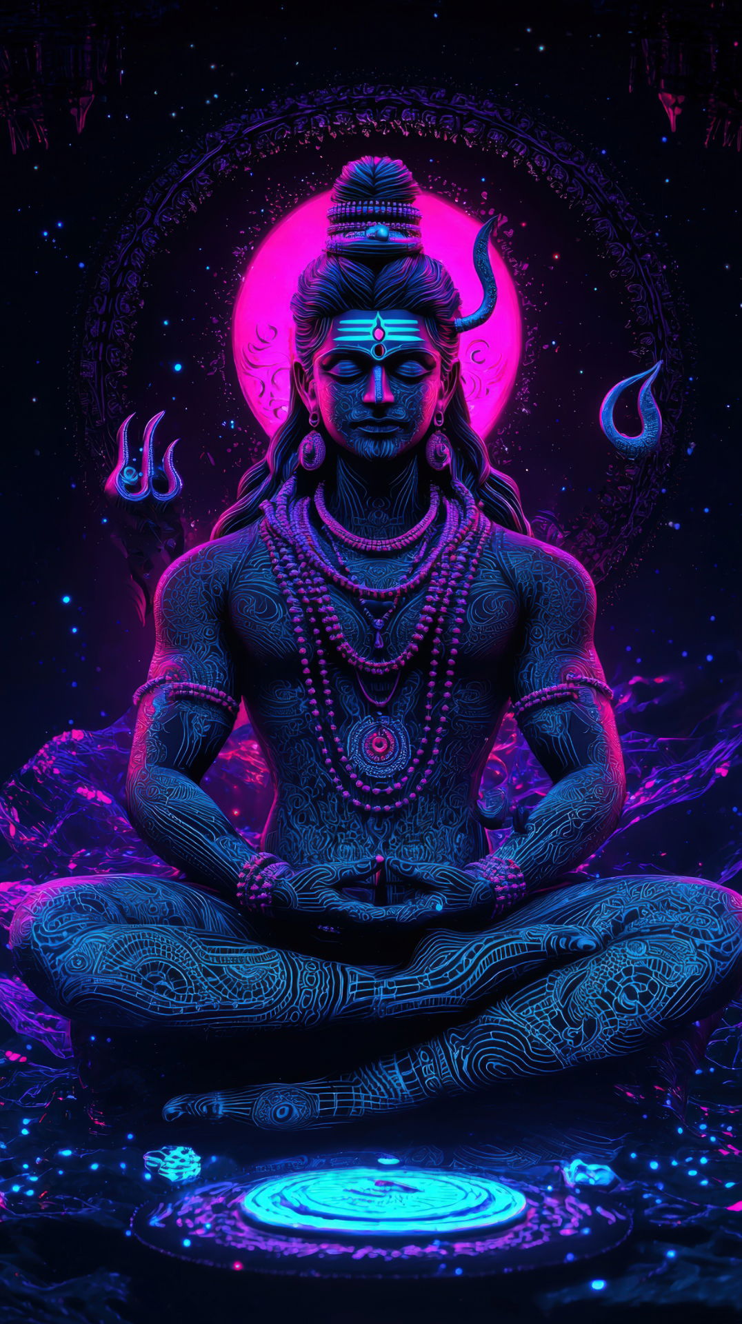Meditating Shiva amidst the cosmic universe