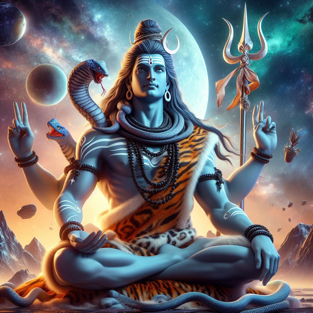 Meditating Shiva amidst the cosmos