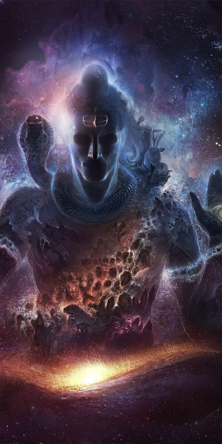Shiva emerging from a cosmic galaxy
