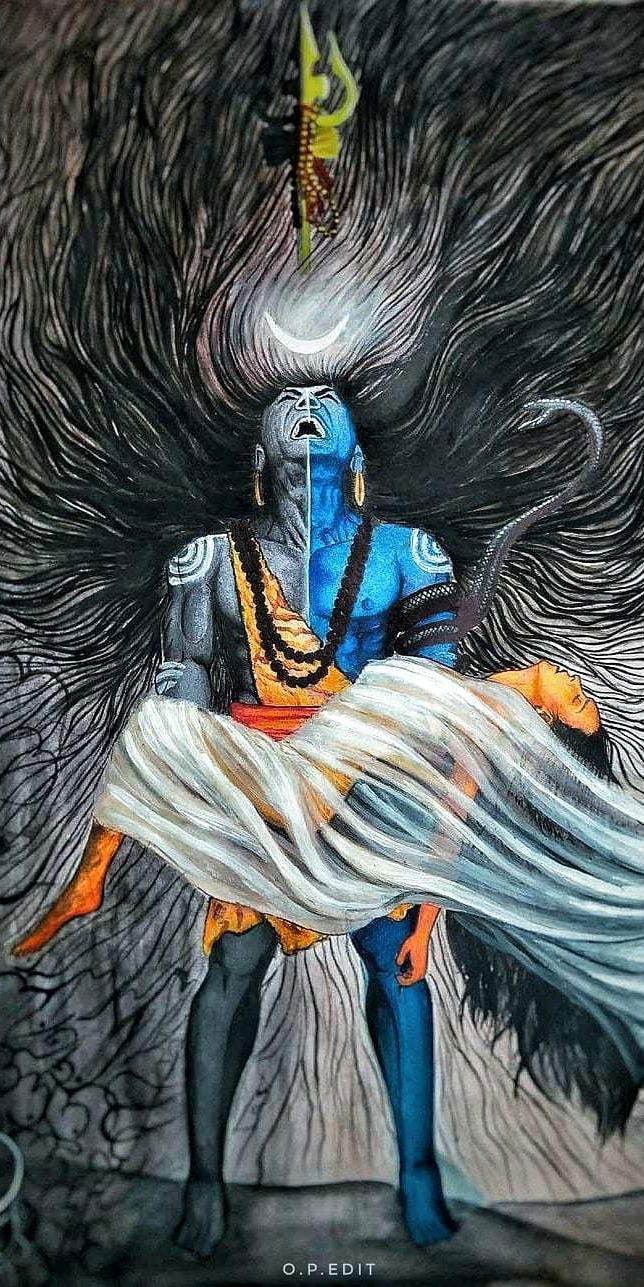 Powerful Shiva meditating amidst cosmic energy
