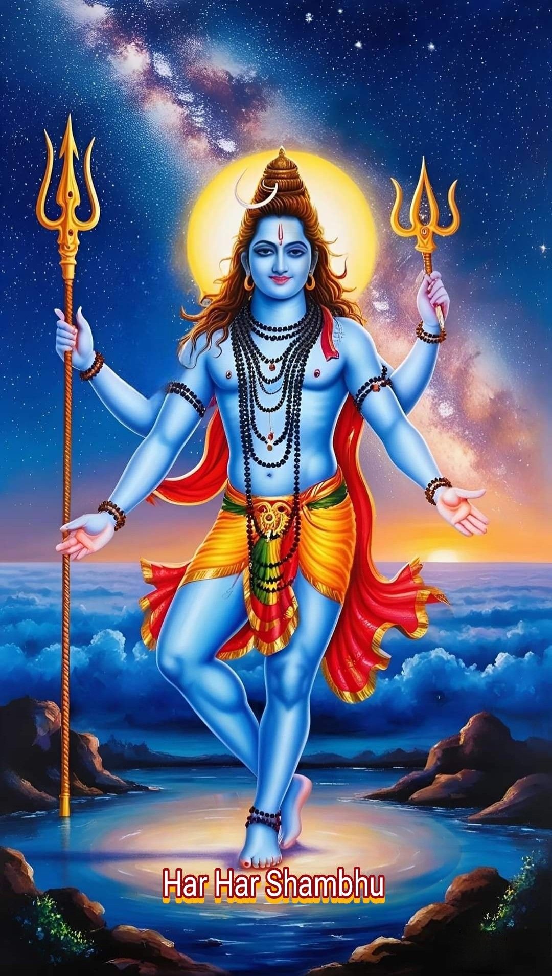 Lord Shiva stands in cosmic splendor