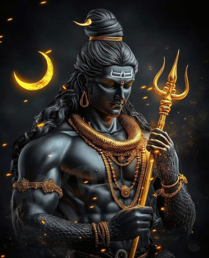 Lord Shiva holding a trident.