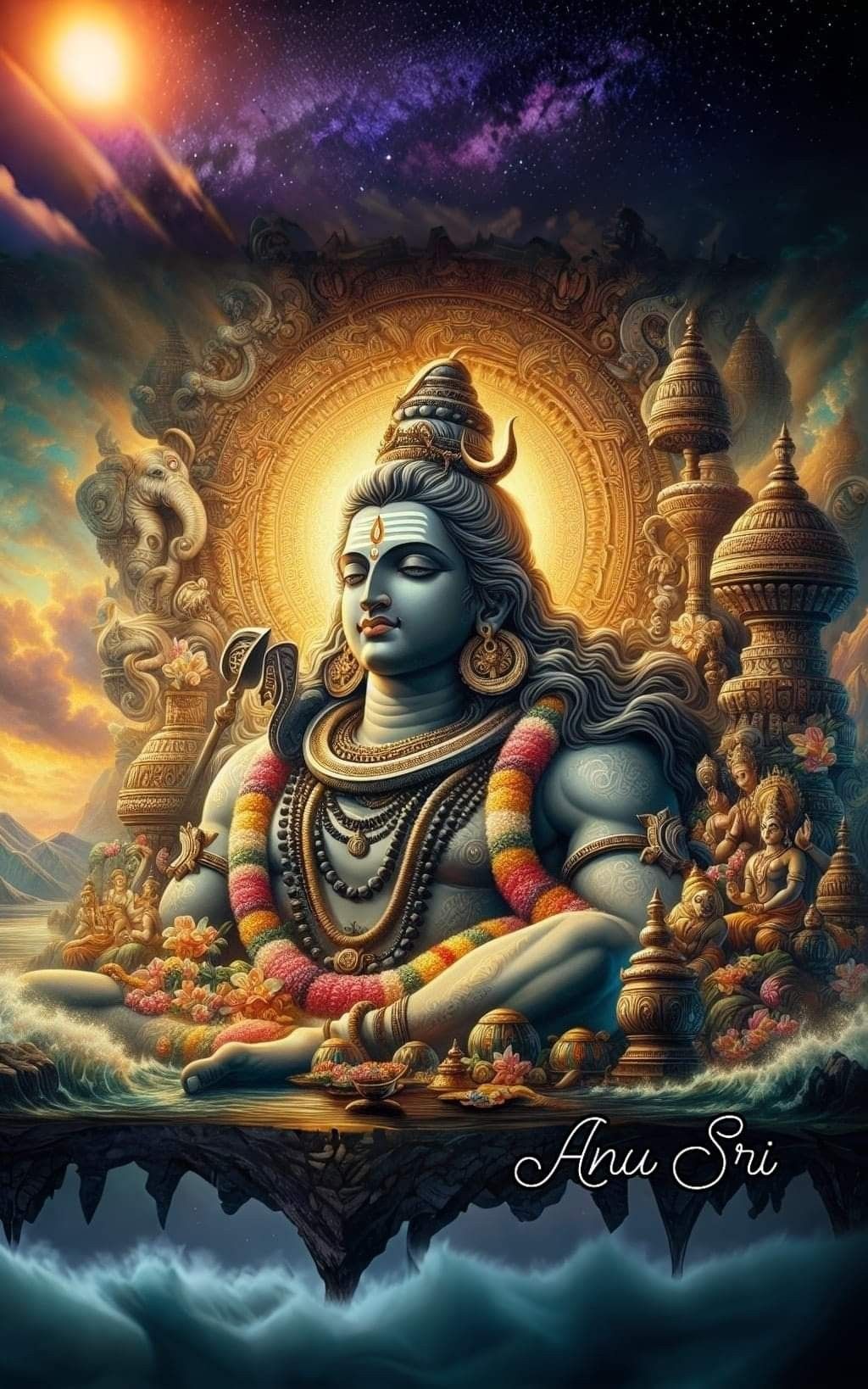 Meditating Shiva cosmic divine wallpaper