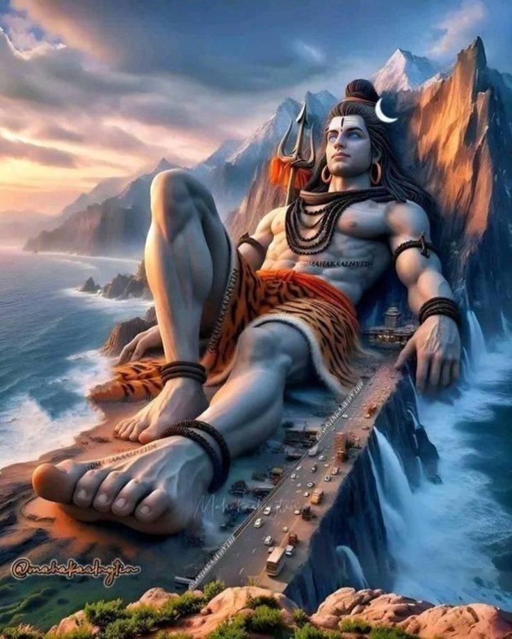 Shiva seated atop a mountain