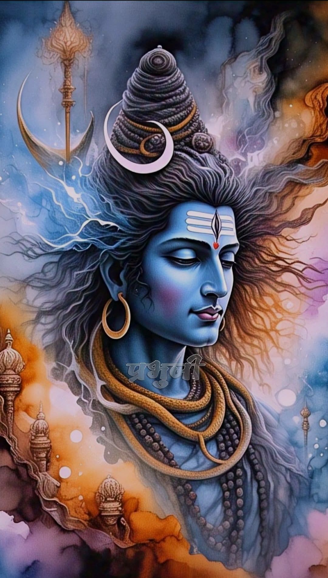 Lord Shiva portrait, divine and serene.