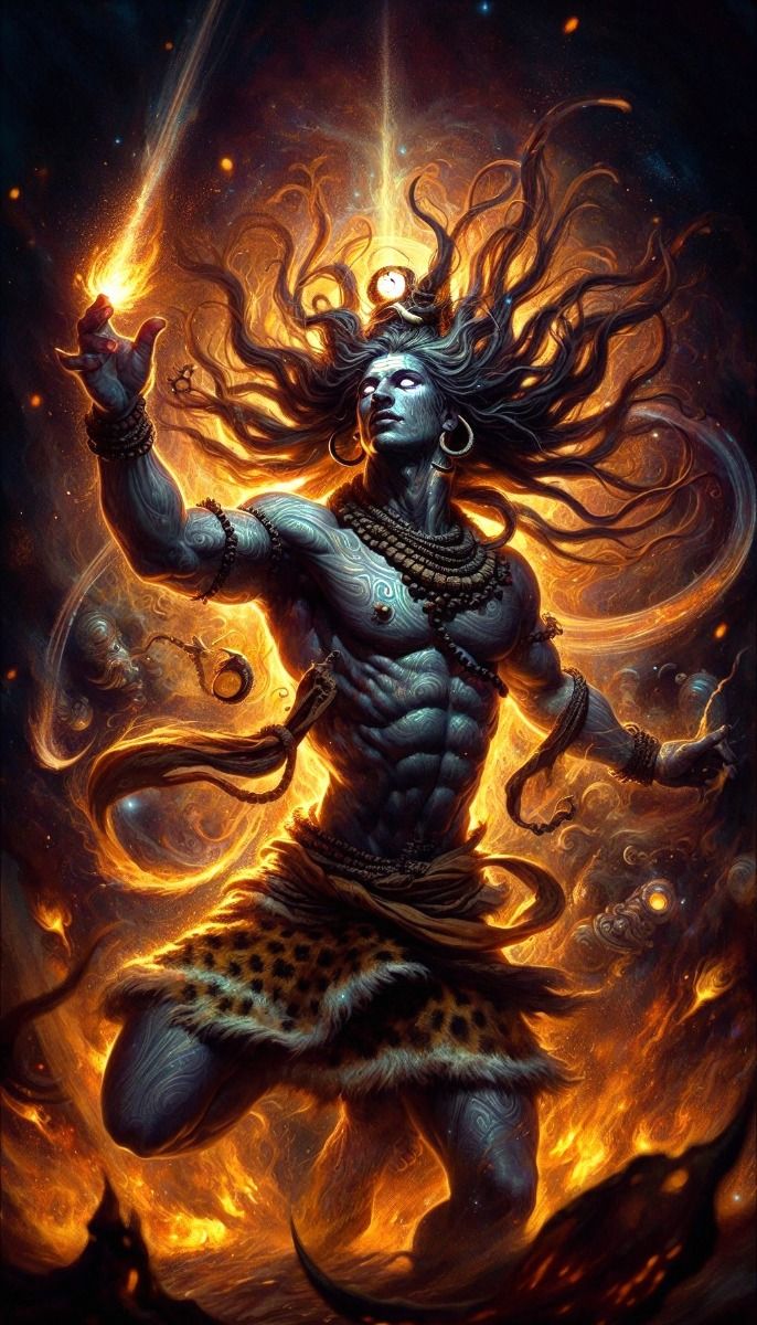 Powerful Shiva amidst cosmic fire
