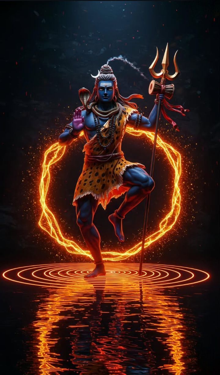 Shiva dancing with Trishul and fire ring