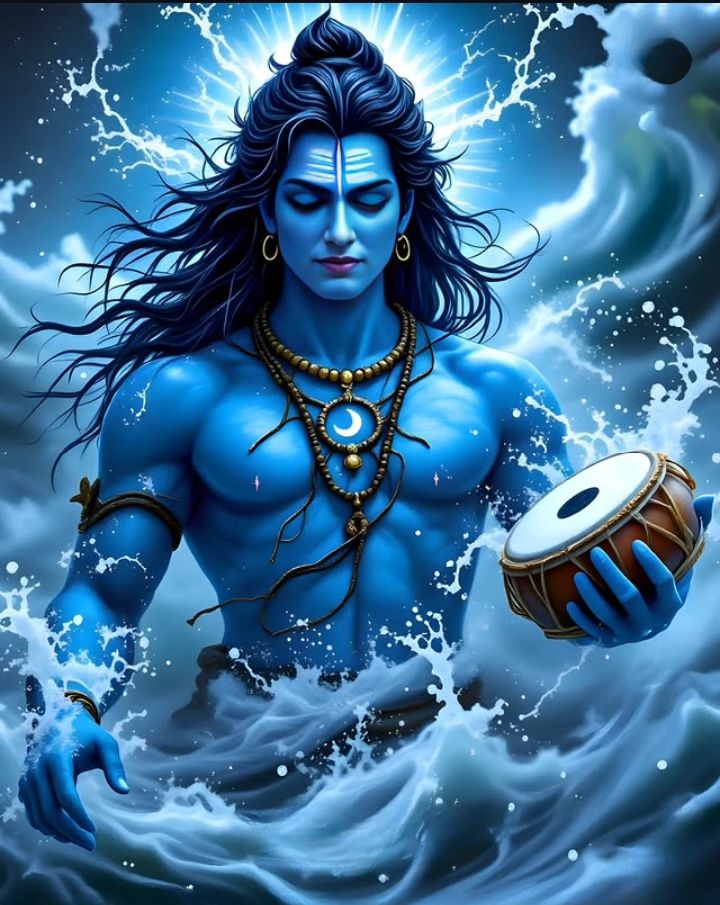 Lord Shiva playing the damru