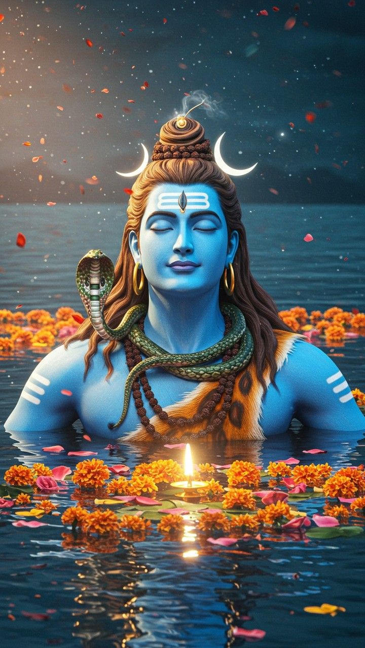 shiva meditating in cosmic ocean