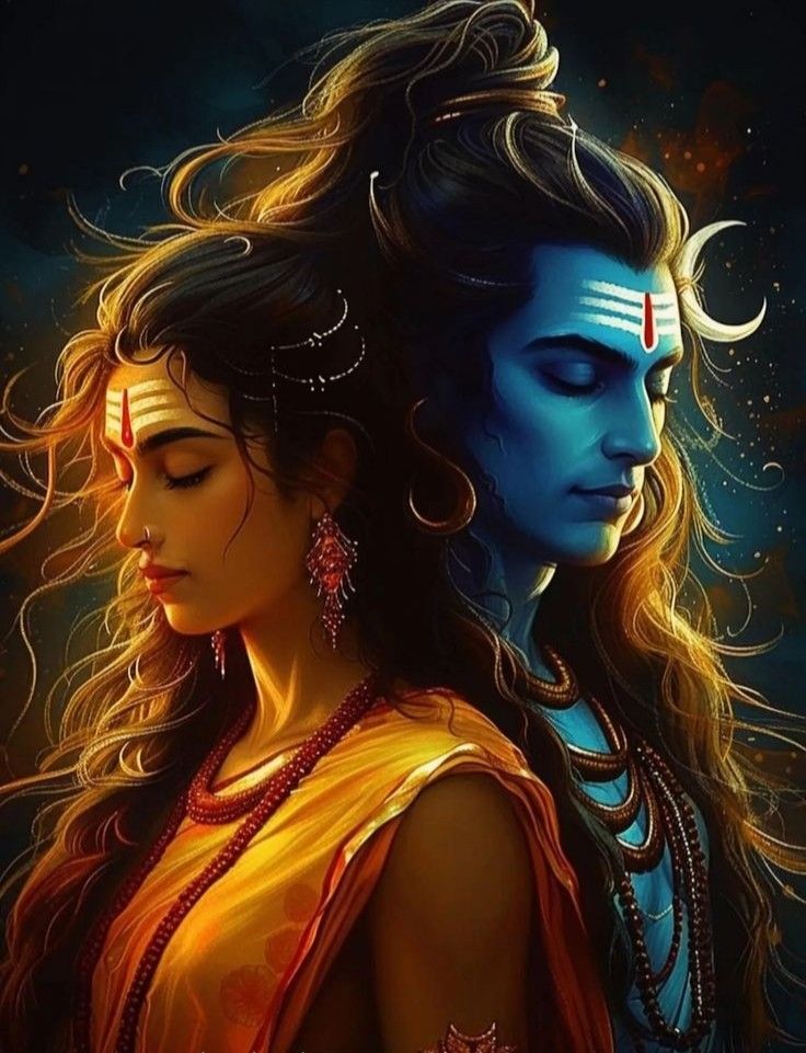 Shiva and Parvati divine portrait wallpaper