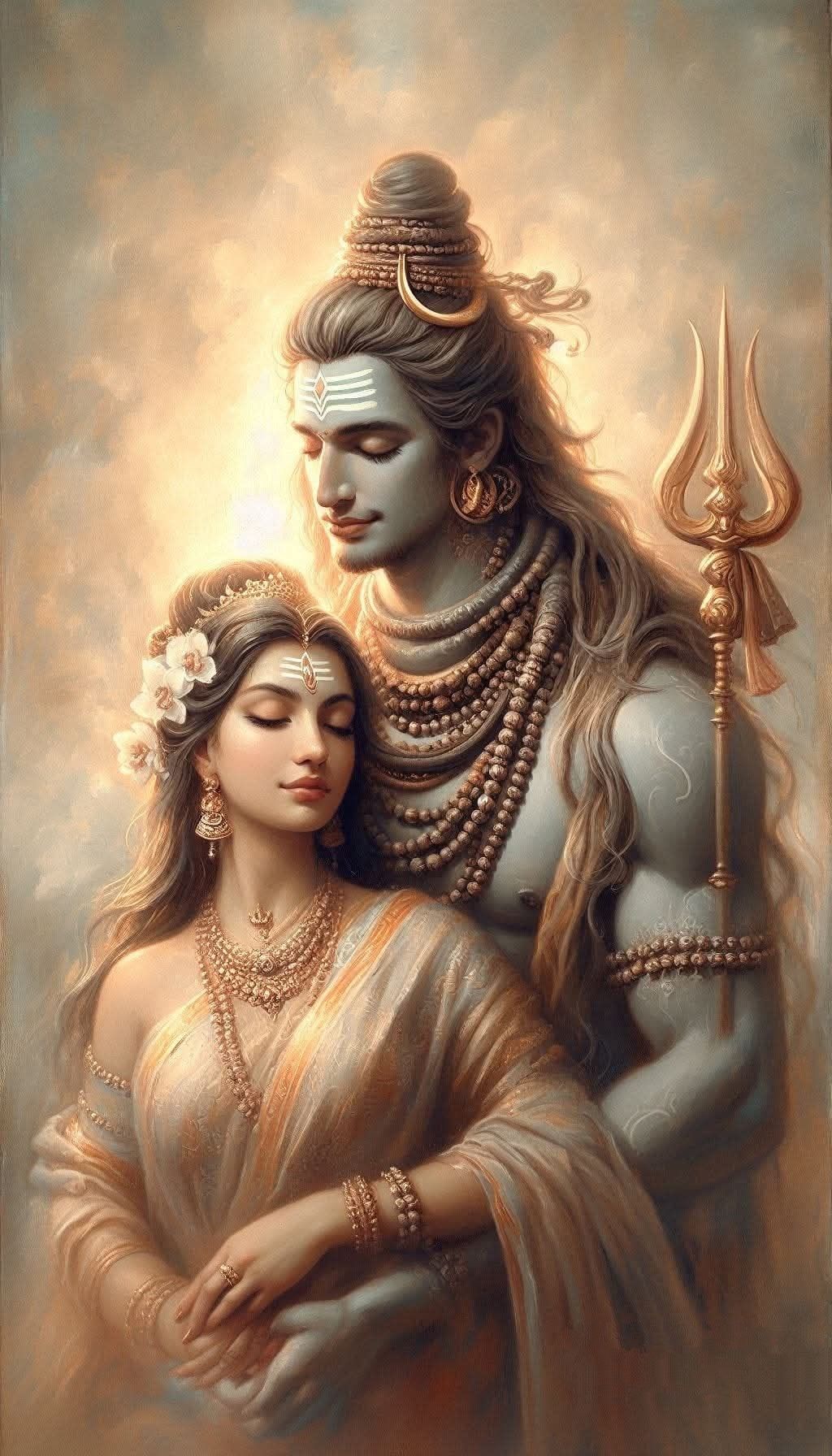 Shiva and Parvati in loving embrace.
