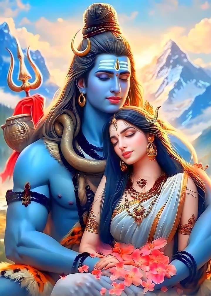 Shiva and Parvati in a loving embrace