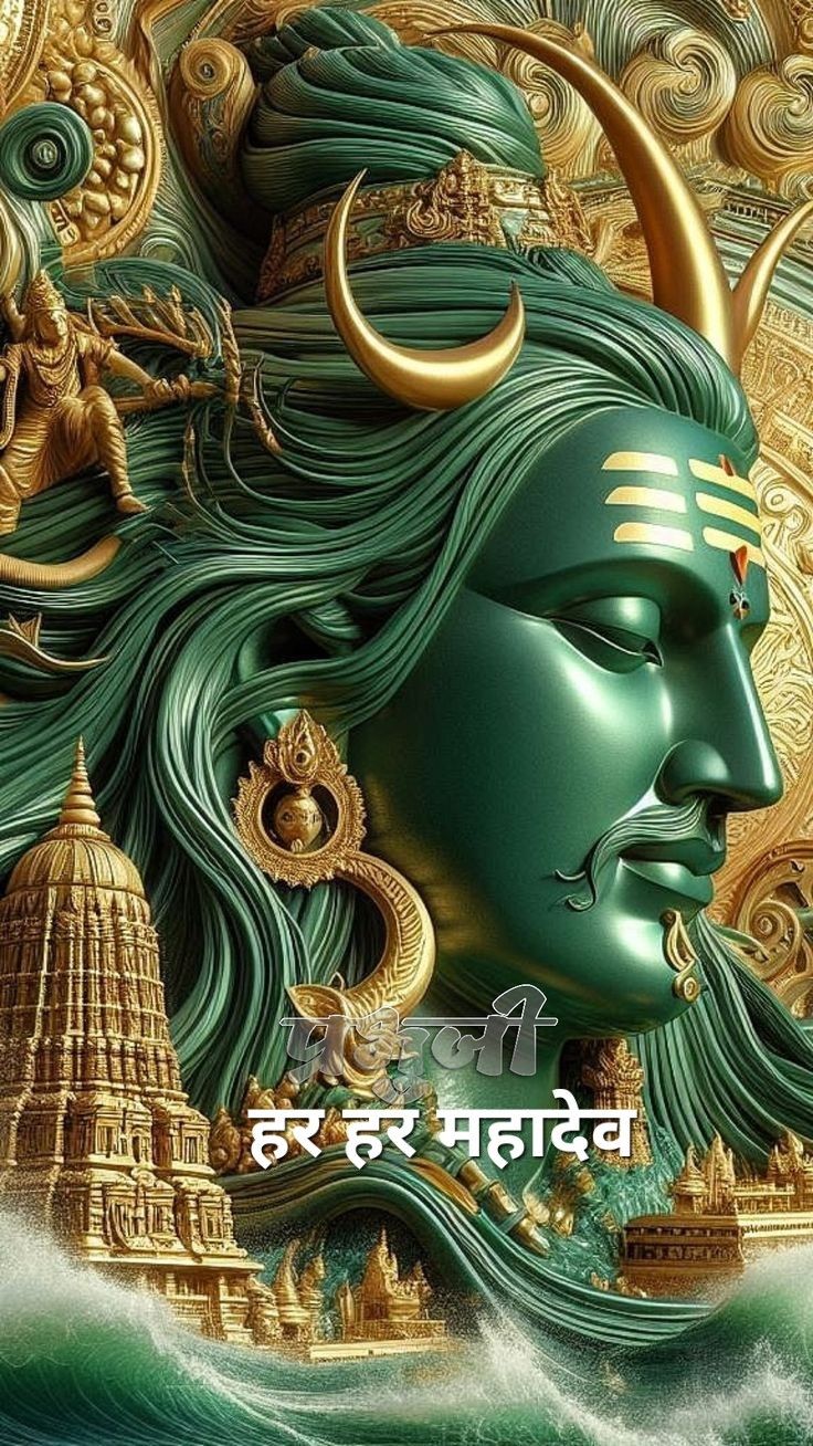 Divine Shiva portrait with trident and serpent