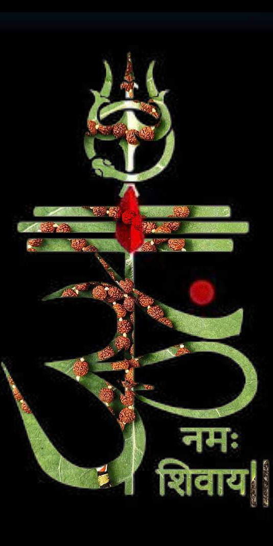 Shiva Om symbol with rudraksha beads