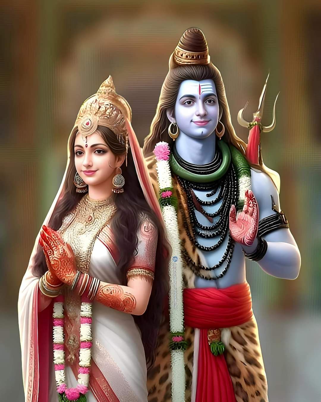 Shiva Parvati divine couple portrait.