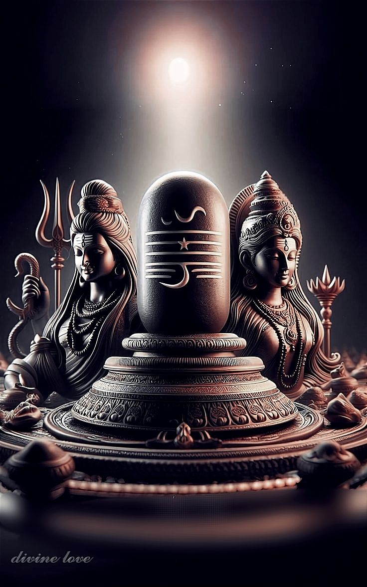Shiva Parvati embracing Shivalingam