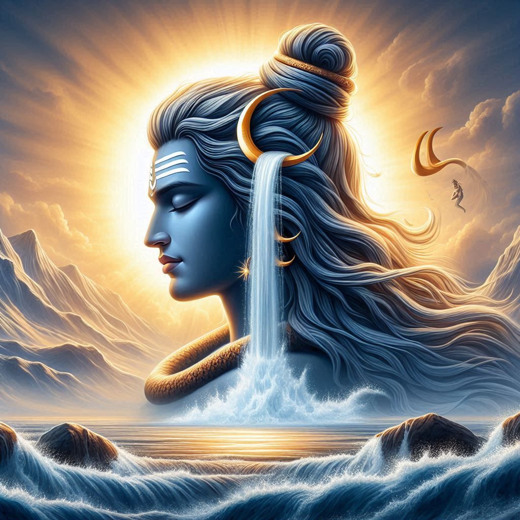 Lord Shiva with Ganges flowing hair
