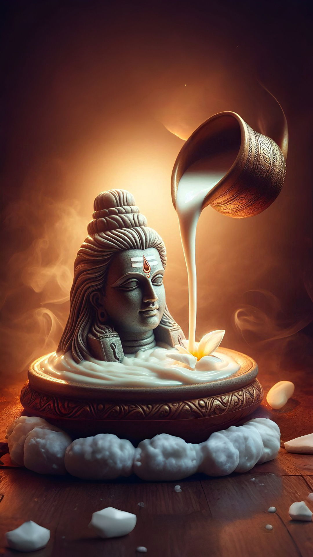 Shiva\'s head with milk offering