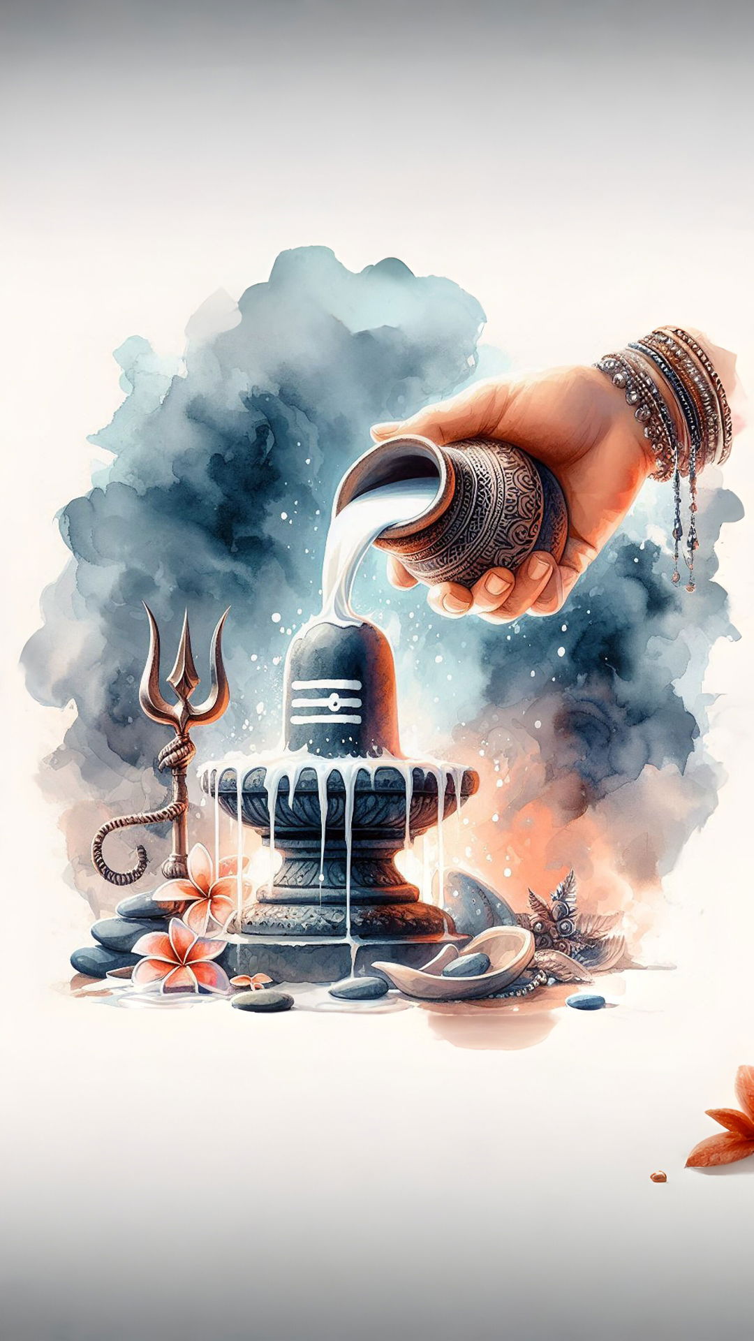 Shiva lingam with pouring water, devotion.