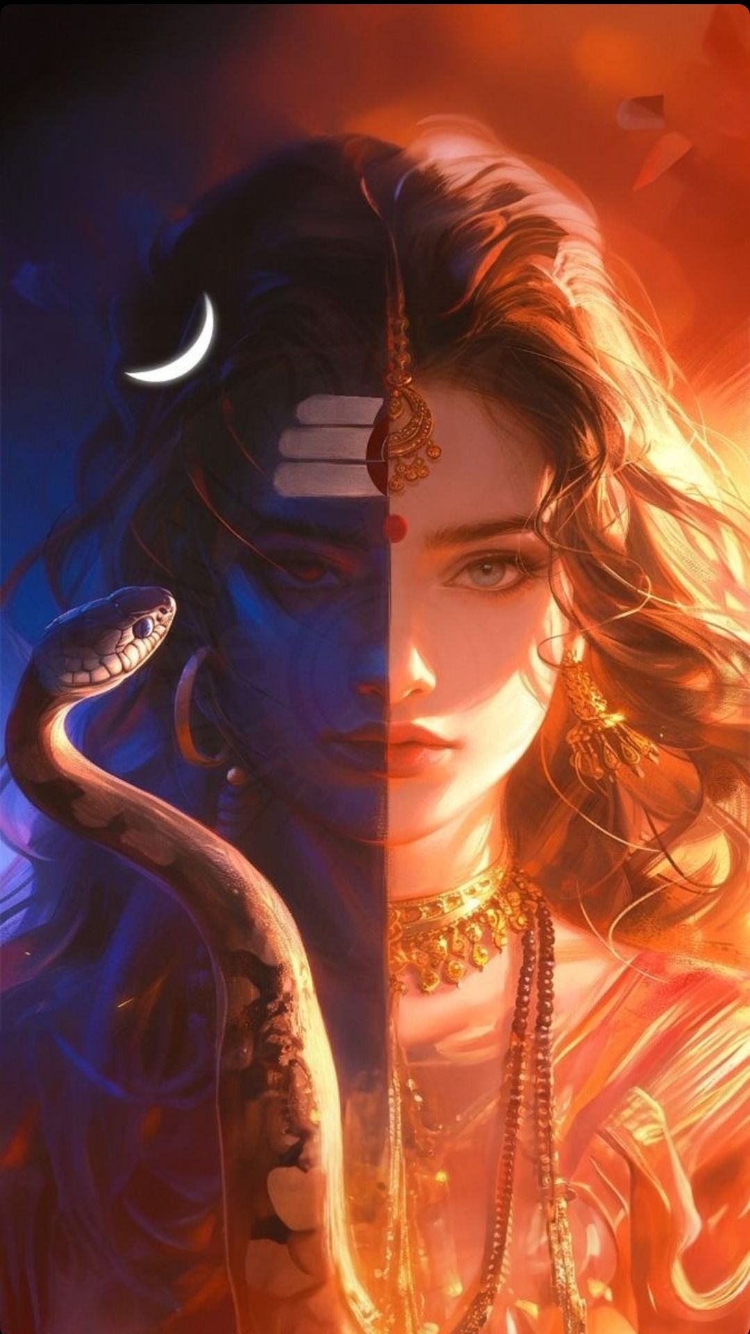 Ardhanarishvara, Shiva\'s dual form artwork