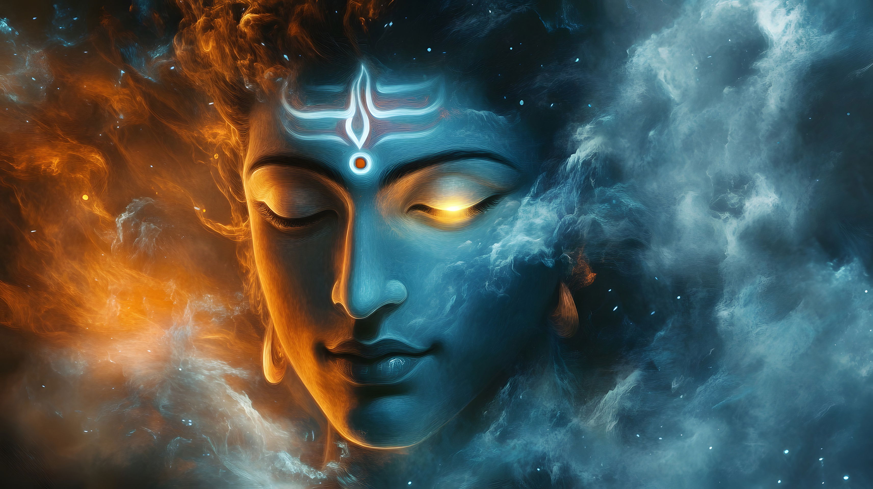Cosmic Shiva face meditation artwork
