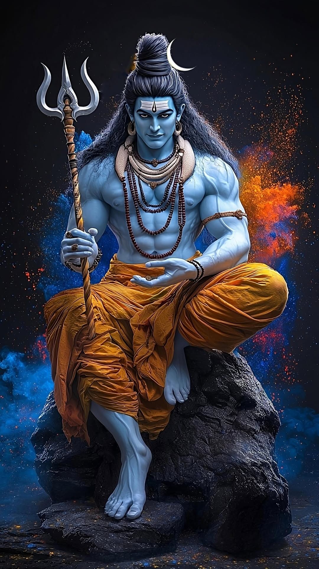 Lord Shiva meditating on a mountain