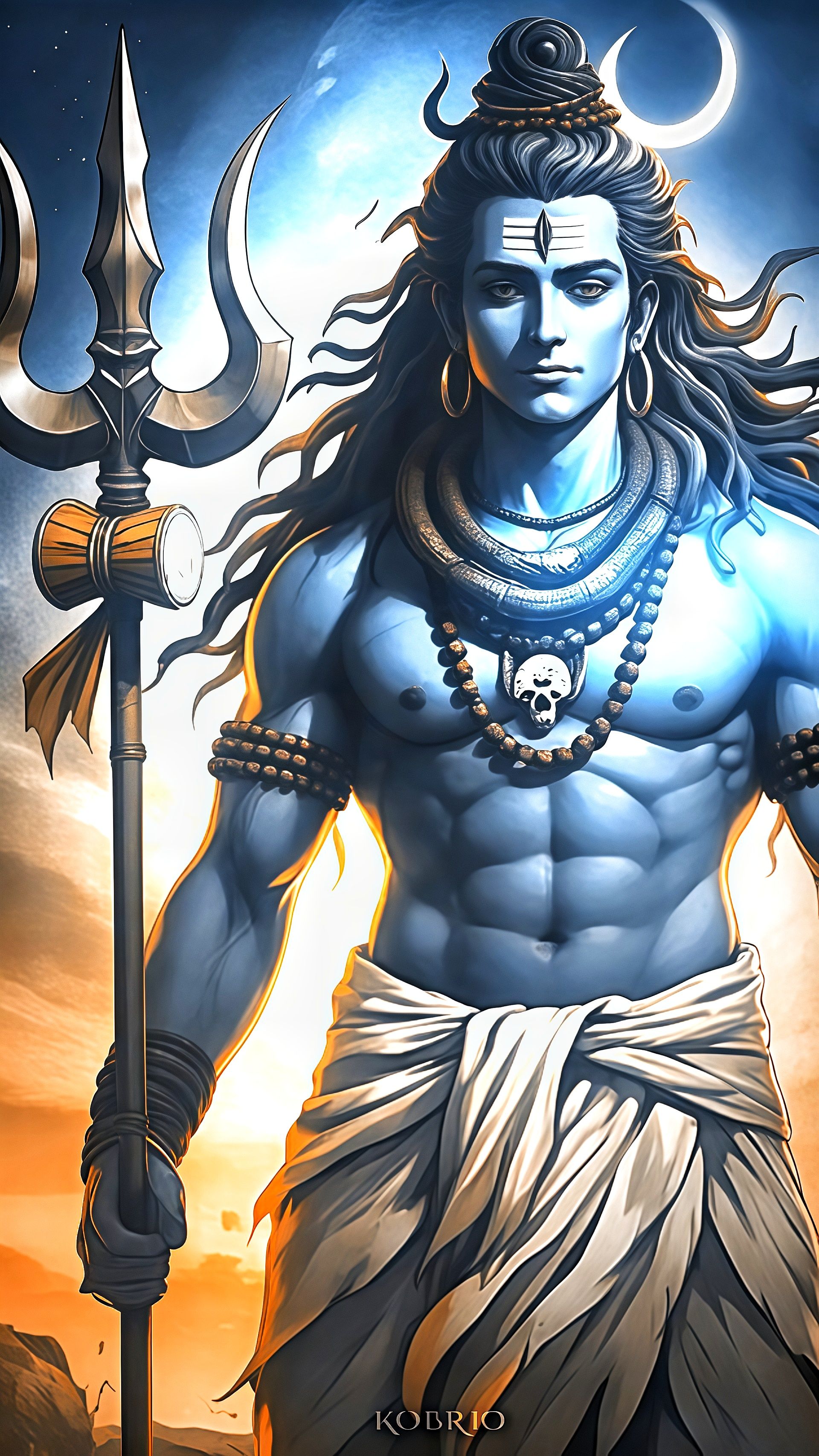 Powerful Shiva with Trishul and Moon