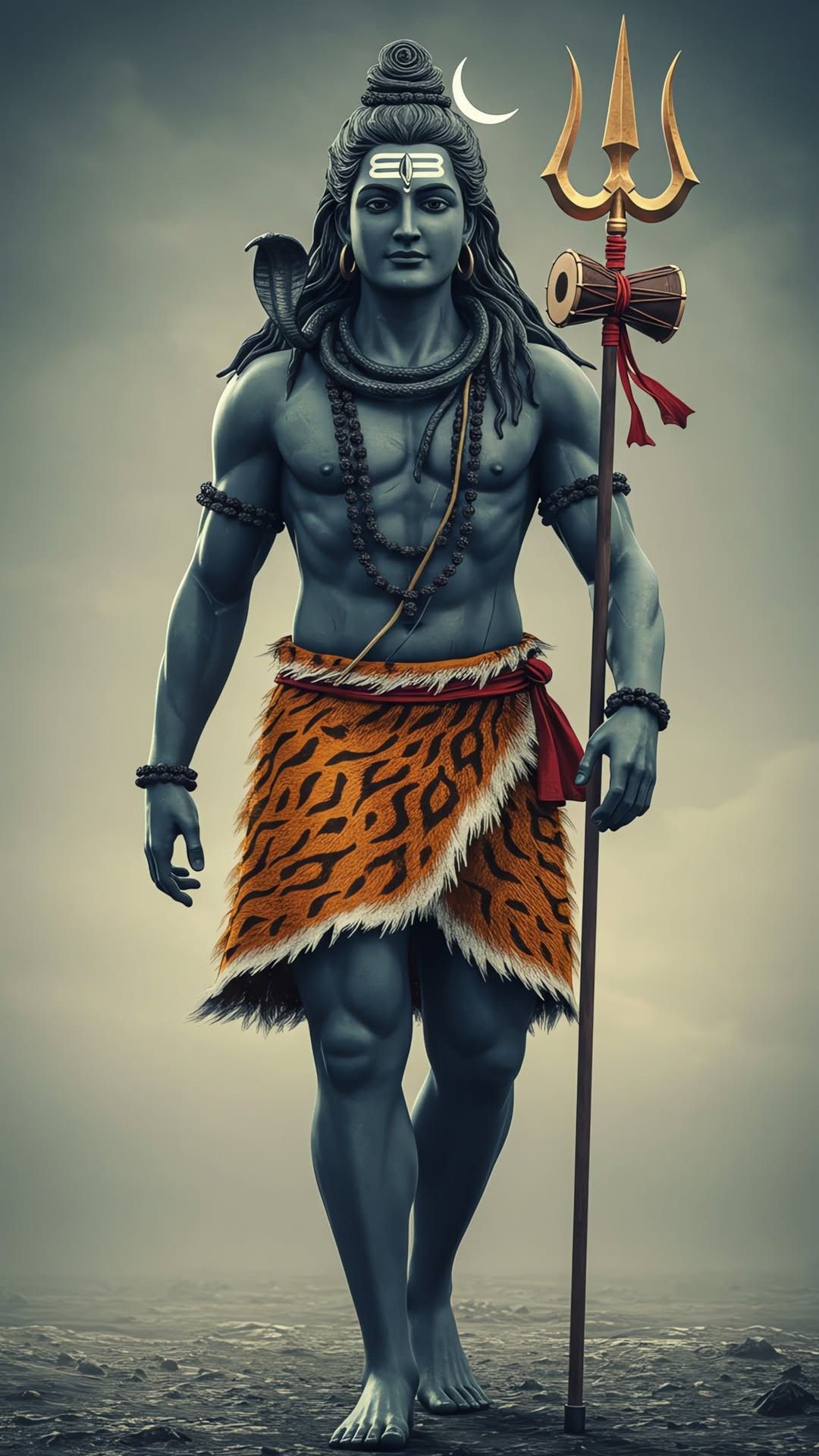 Powerful Shiva with Trishul and Damru