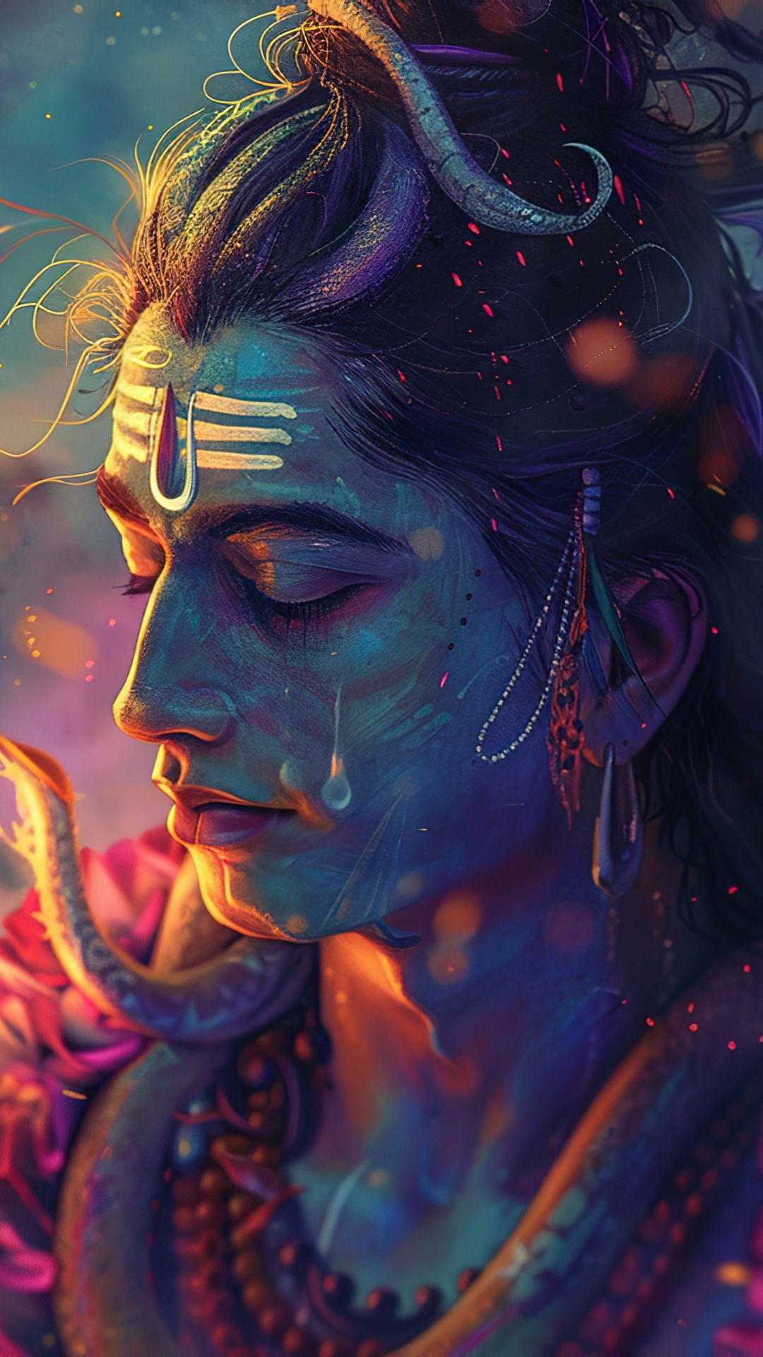 Divine Shiva portrait in vibrant colors