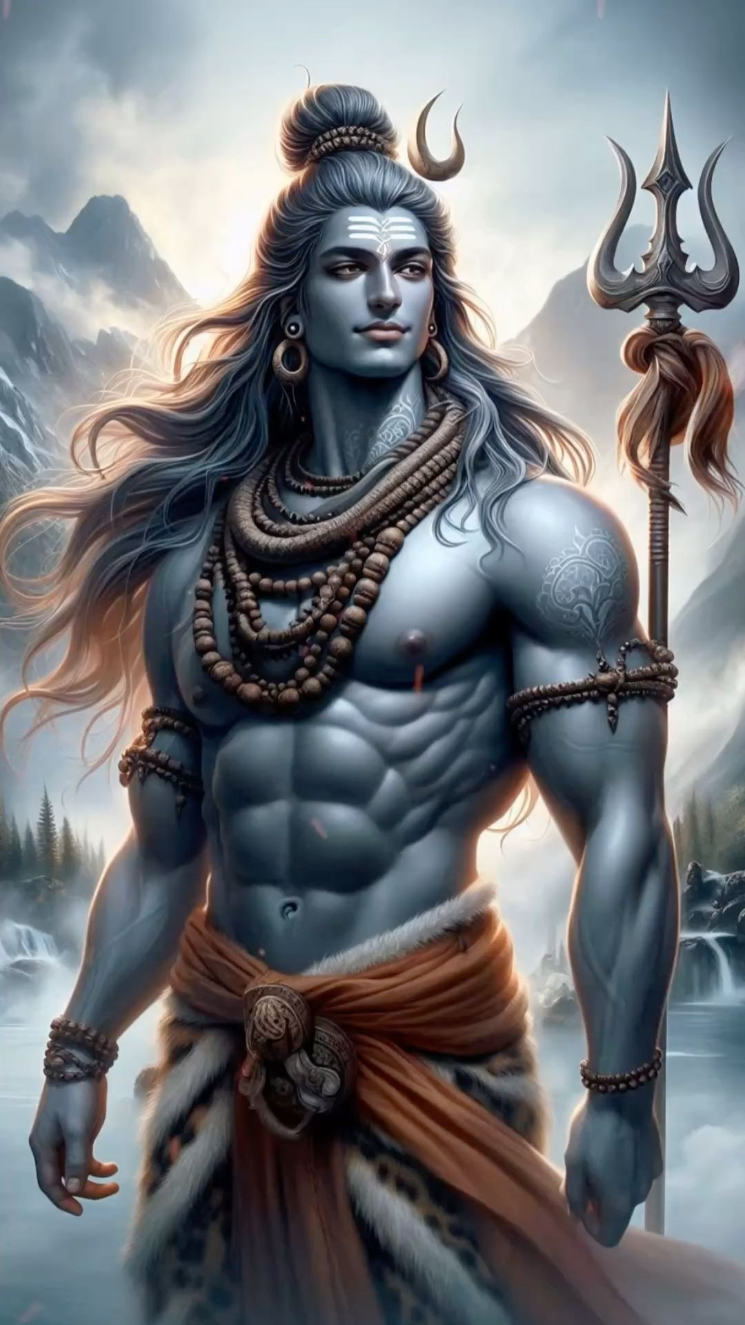 Powerful Shiva with Trishul and serpent