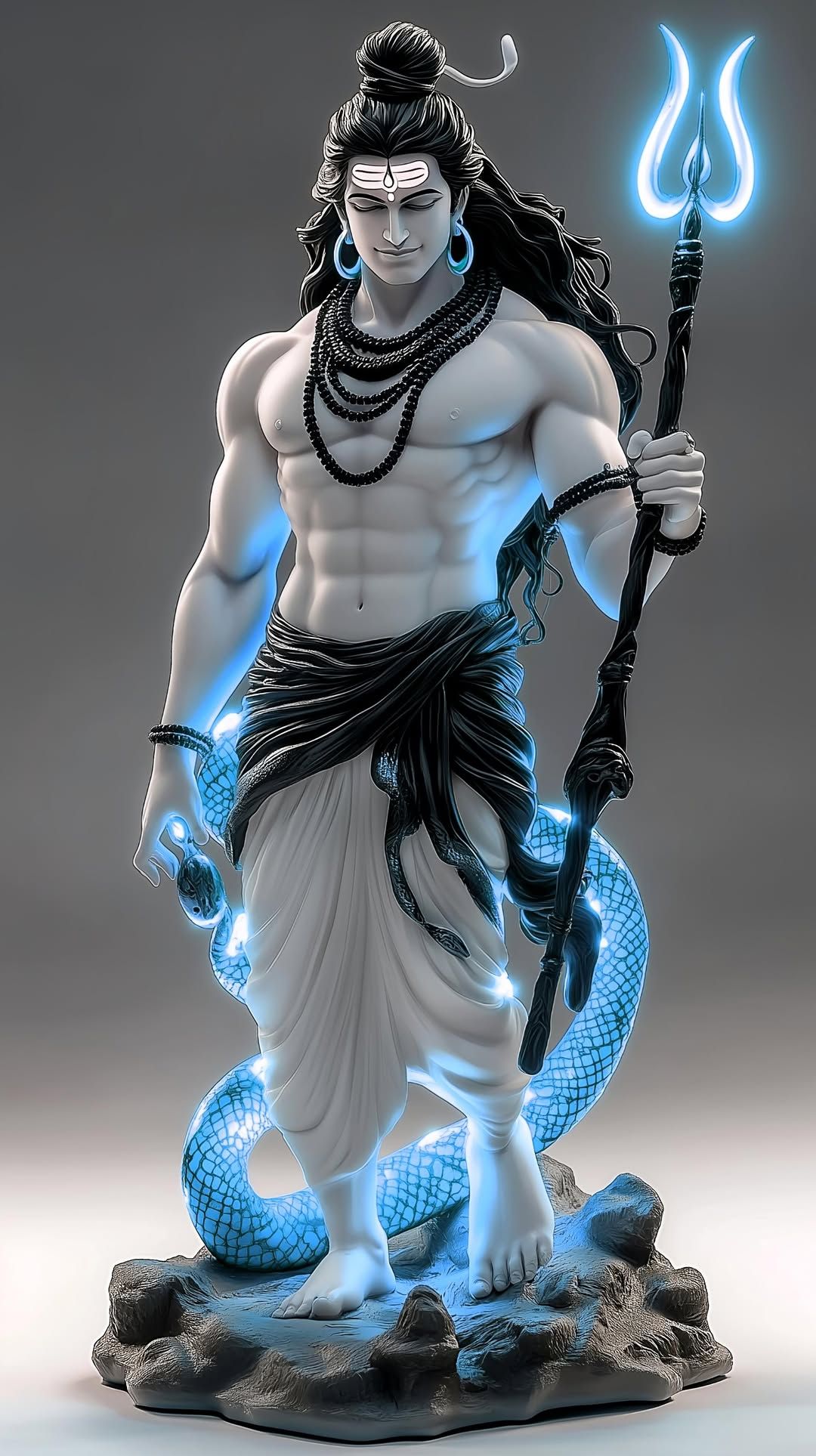 Powerful Shiva with trident and serpent
