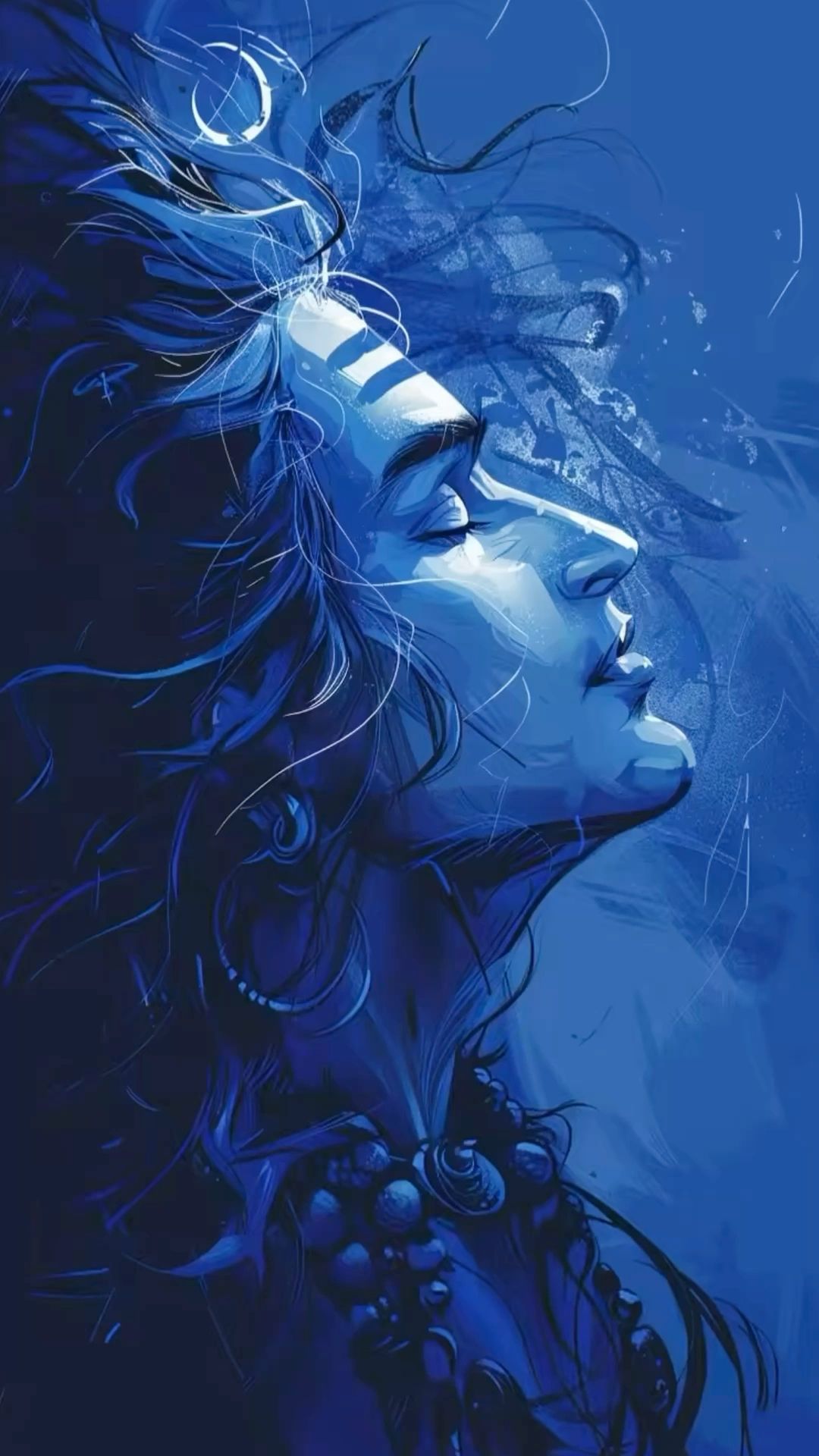 Peaceful portrait of Lord Shiva meditating