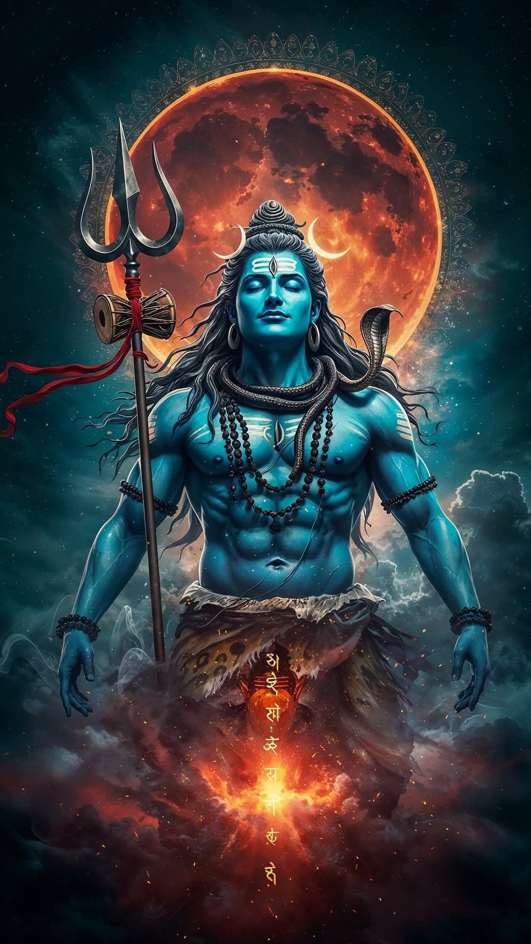 Lord Shiva with Trishul and crescent moon
