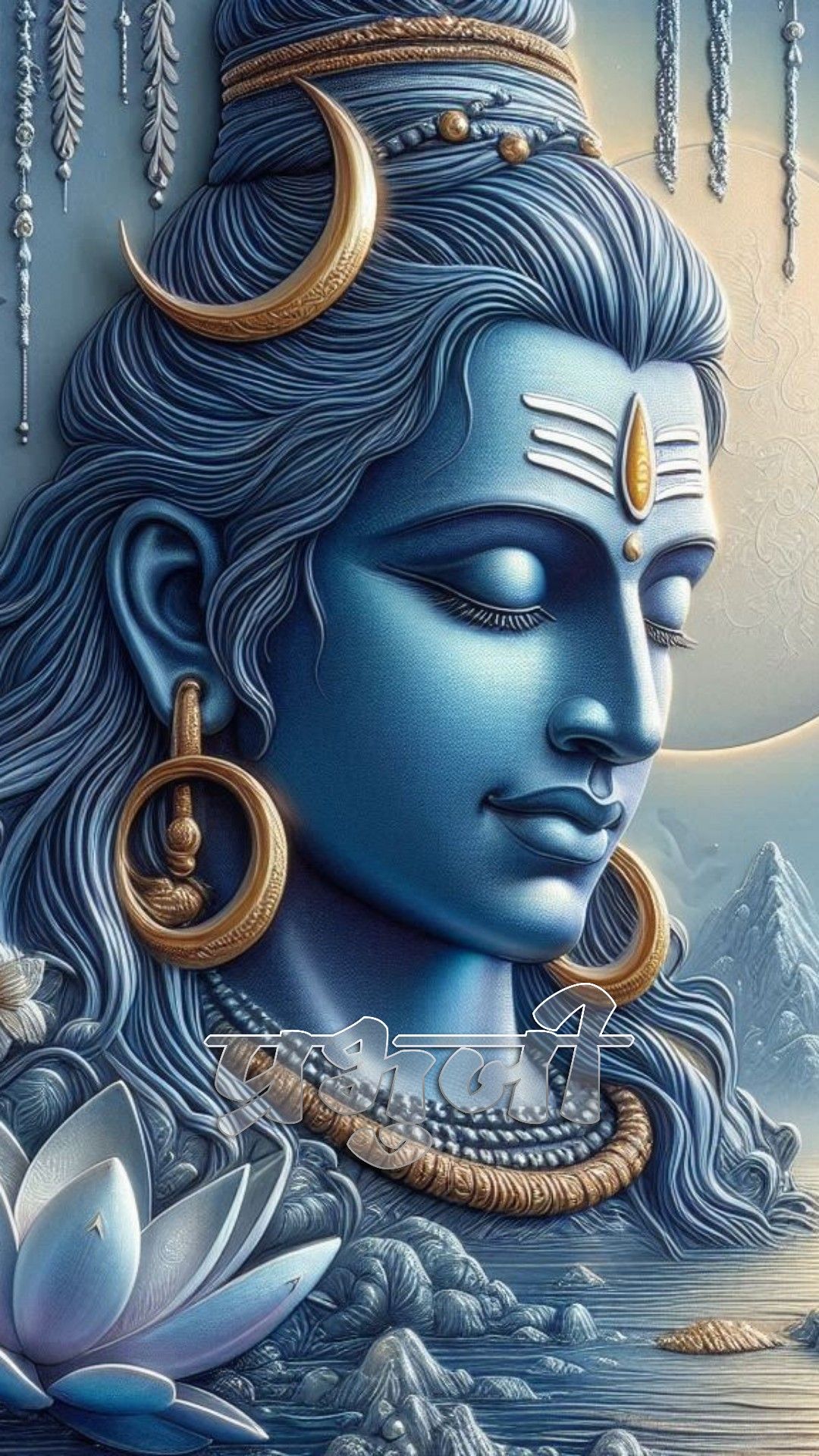 Blue-skinned Shiva in meditative pose